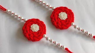 Easy Rakhi Making With Woolen  New Rakhi Design 2020  Rakhi Making Ideas  DIY Rakhi [upl. by Valente]