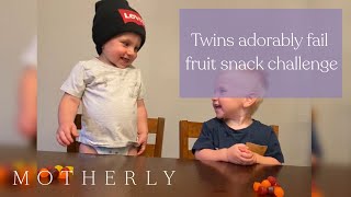 Twins adorably fail fruit snack challenge [upl. by Llednov]