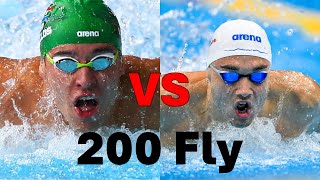 Chad Le Clos VS Kristof Milak 200 Butterfly  Side By Side Comparison [upl. by Assirolc]