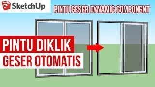 Cara Membuat Pintu Geser Dynamic Component di Sketchup [upl. by Anahsahs]