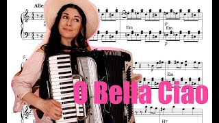 O Bella Ciao  accordion sheet music  EASY tutorial [upl. by Hillman]