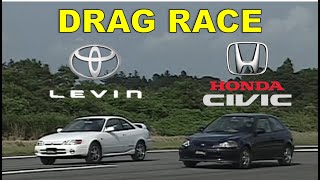 Drag Race 59  Honda Civic SiR VTi vs Toyota Corolla Levin BZR [upl. by Sorkin]