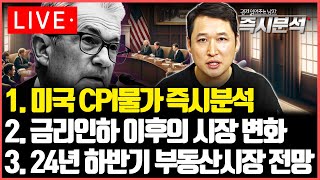 LIVE 1미국 CPI물가 즉시분석 2금리인하 이후의 시장 변화 324년 하반기 부동산시장 전망 즉시분석 [upl. by Sylvan240]