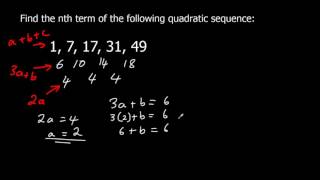 quadratic sequences 2 [upl. by Belamy]