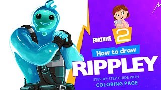 How to draw Rippley  Fortnite Chapter 2 stepbystep drawing tutorial with coloring page [upl. by Tammara273]