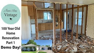 100 Year Old Farmhouse Renovation Part 1  DEMO DAY [upl. by Navinod]