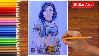 How To Draw Sara Character  Sara Character Drawing Easy bgmi [upl. by Yahsal203]