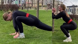 Black Spandex Unitard Outdoor Workout for Beginners Part 2 [upl. by Eadrahs]