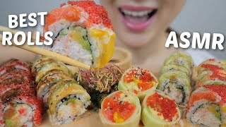 ASMR THE BEST SUSHI ROLLS My Top favourites No Talking Relaxing Eating Sounds  NE Lets Eat [upl. by Akcirre388]