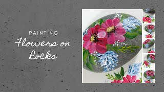 PAINTING FLOWERS ON ROCKS  Rock Painting Tutorial for Beginners  Aressa1  2020 [upl. by Eirot771]