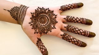 EASY MANDALA MEHNDI HENNA DESIGN FOR PALMS [upl. by Llehsyar]