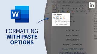 Word Tutorial  Formatting text with paste options [upl. by Tserof]