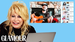 Dolly Parton Watches Fan Covers on YouTube  Glamour [upl. by Anirtik]