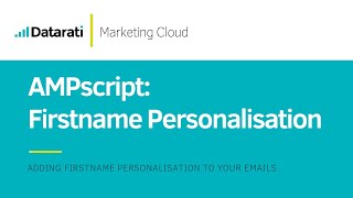 How to add Firstname Personalisation to emails in Salesforce Marketing Cloud [upl. by Zohar163]