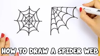 How to Draw a Spider Web  drawing tutorial for beginners and kids [upl. by Odnesor]