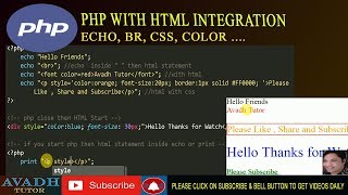 php with html  how to use php with html  php tutorial  avadh tutor [upl. by Aicetel]