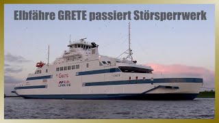 ElbLink Elbfähre GRETE Passage des Störsperrwerks und Ankunft in Wewelsfleth [upl. by Marozas]