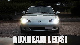 The Miata Gets AUXBEAM LEDs amp Xenon vs LED Reflector Vs Projector [upl. by Tabor]