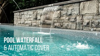 Pool Build With Waterfall amp Automatic Cover [upl. by Akkimat]