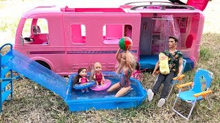 New Barbie Camper Barbie Family Camping [upl. by Thordis]