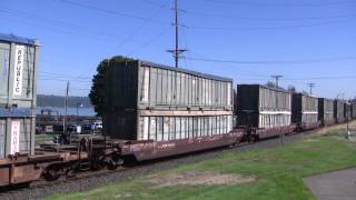 BNSF 201 236 Leads A Garbage Train  Old Town Tacoma WA w Canon HF11 [upl. by Trevorr627]