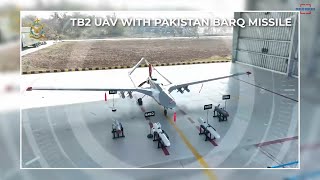 Bayraktar TB2 UAV with the indigenous Pakistan BARQ LaserGuided AirtoSurface Missile [upl. by Caves789]