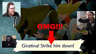 Poketubers React to Giratina Cutscene in Pokemon Legends Arceus [upl. by Pelagias]