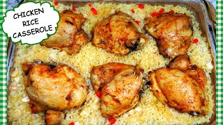 Easy Baked Chicken and Rice Casserole Recipe  ONE PAN [upl. by Sonitnatsnoc]