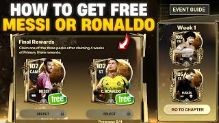 HOW TO GET FREE 102 OVR RONALDO OR MESSI FC MOBILE 25  BALLON DOR EVENT GUIDE FC MOBILE [upl. by Gunas]