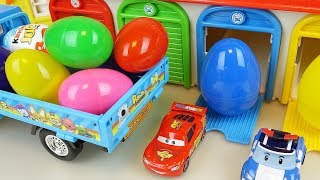 Car toys surprise eggs truck cars and Poli play [upl. by Jedd]