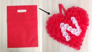 Roses Heart Making With ClothBag Valentines Day Gift DIY  Best Out Of Waste  ValentinesDay Craft [upl. by Randene569]