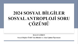 SOSYAL ANTROPOLOJİ ANALİZ DENEMESİ [upl. by Adiv]