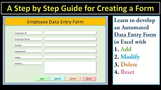 How to Create a Data Entry Form in Excel With Add Modify Delete and Reset Stepbystep Guide [upl. by Graig657]