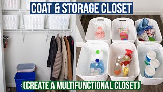 Coat amp Storage Closet Transformation  Using a Wire Shelf [upl. by Ylicis566]