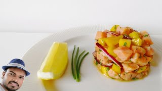 Salmon Ceviche Recipe  Salmon Ceviche with Mango  Ceviche de Salmon con Mango  Appetizer Recipe [upl. by Andaira]