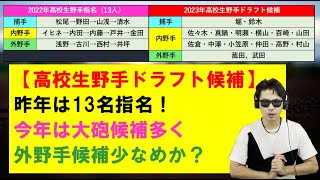 2023年高校生野手ドラフト候補！2022年比較して！ [upl. by Sirtaeb]