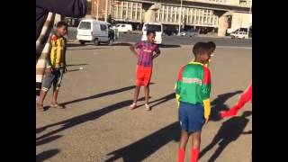 Ethiopia EthioAmerican Model Liya Kebede playing street soccer with Ethiopian teenage children [upl. by Ioved199]