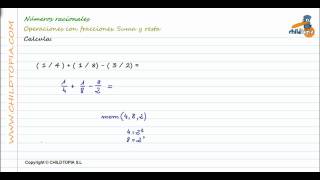 Números Racionales Sumas y restas de fracciones 3º de ESO matemáticas [upl. by Yellehs]