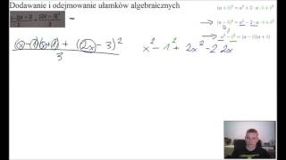 Dodawanie i odejmowanie ułamków algebraicznych 2 [upl. by Nevil820]