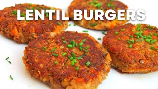 Vegan Lentil Burger Recipe  How To Make Lentil Burgers  The Best Lentil Recipe Ever [upl. by Amelita]