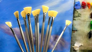 Fan Brush Techniques for Beginners  Color Mixing Sky and Clouds Painting  Part  1 [upl. by Nahsab933]