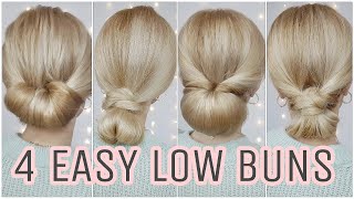 4 LOW MESSY BUN HAIRSTYLES EASY 👑 MEDIUM AND LONG HAIRSTYLES [upl. by Nhaj]