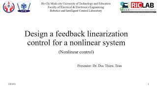 Design feedback linearization control for nonlinear system with MATLAB Simulink Nonlinear control [upl. by Eniwtna]