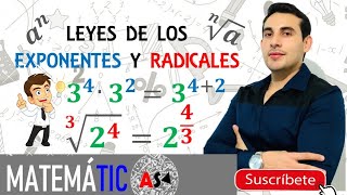 🎥Leyes de los exponentes y radicales✅ejemplos🤩aprende fácil con profe toño👌🏻👨🏻‍🏫 [upl. by Einnaoj4]