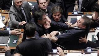 Italian MPs brawl in parliament over reforms [upl. by Sverre360]