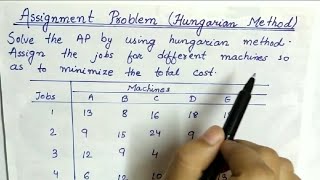 Lec29 Assignment Problem Hungarian Method  In Hindi  Operation Research [upl. by Annunciata]