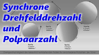 Synchrone Drehfelddrehzahl und Polpaarzahl bei zwei vier sechs achtpoligen Drehstrommotoren [upl. by Marston]