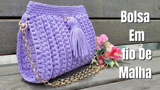 BOLSA DE CROCHE EM FIO DE MALHA ESTRUTURADA COM TASSEL FACIL DE FAZER [upl. by Neffirg]