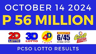 Lotto Result Today 9pm October 14 2024  PCSO Complete [upl. by Aynna68]