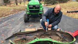 Installing Mulch Kit On 54” Deck John Deere 1023e 1025r Tractor See in Use Vid Below [upl. by Lanni]